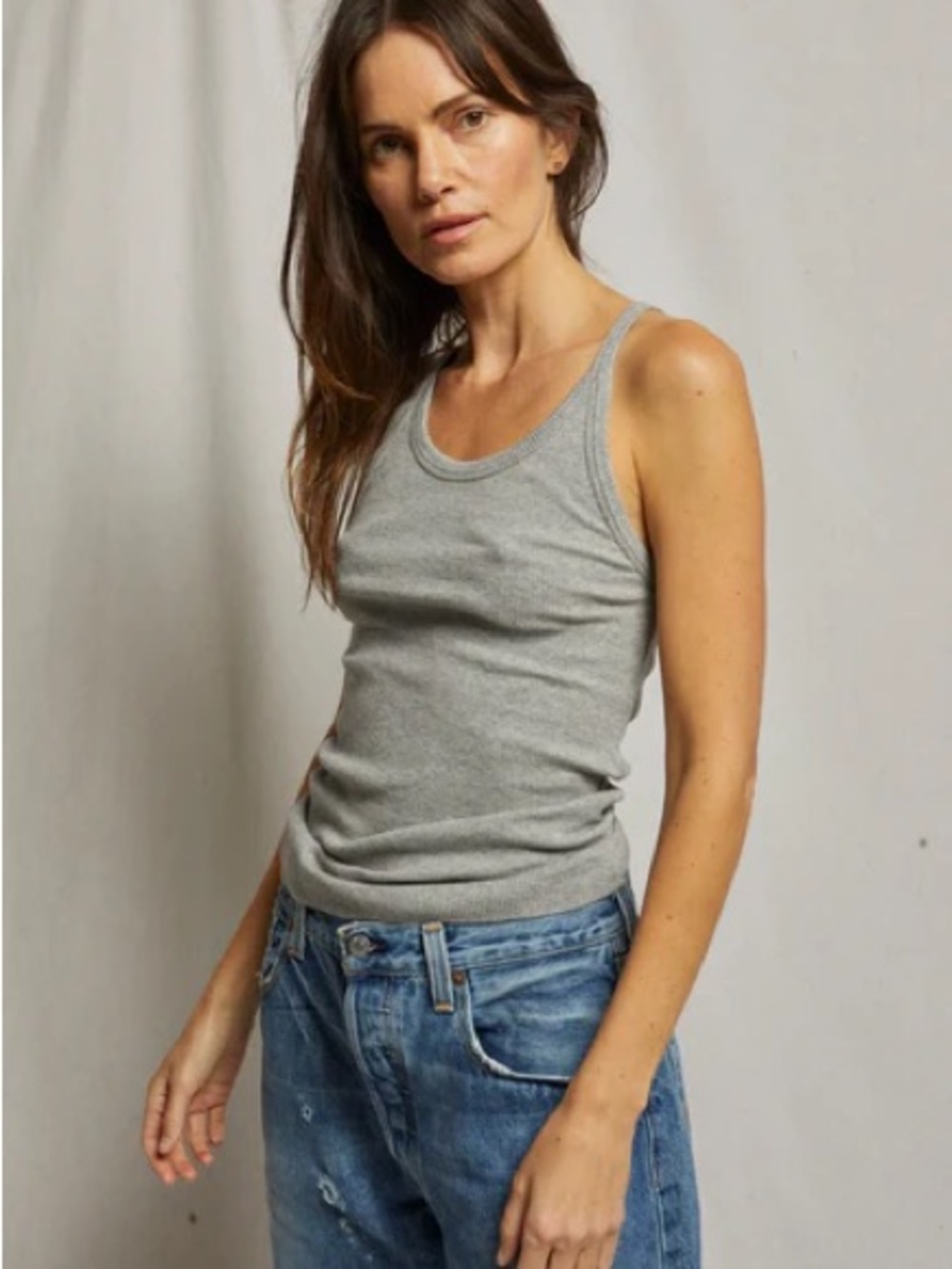 NWT Perfectwhitetee Annie long tank- Heather Gray